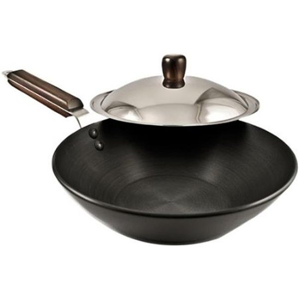 Hawkins Hawkins L21 Futura Hard Anodised Deep-Fry Pan Kadhai with Steel Lid and Flat Bottom - 2.5 Litres L21